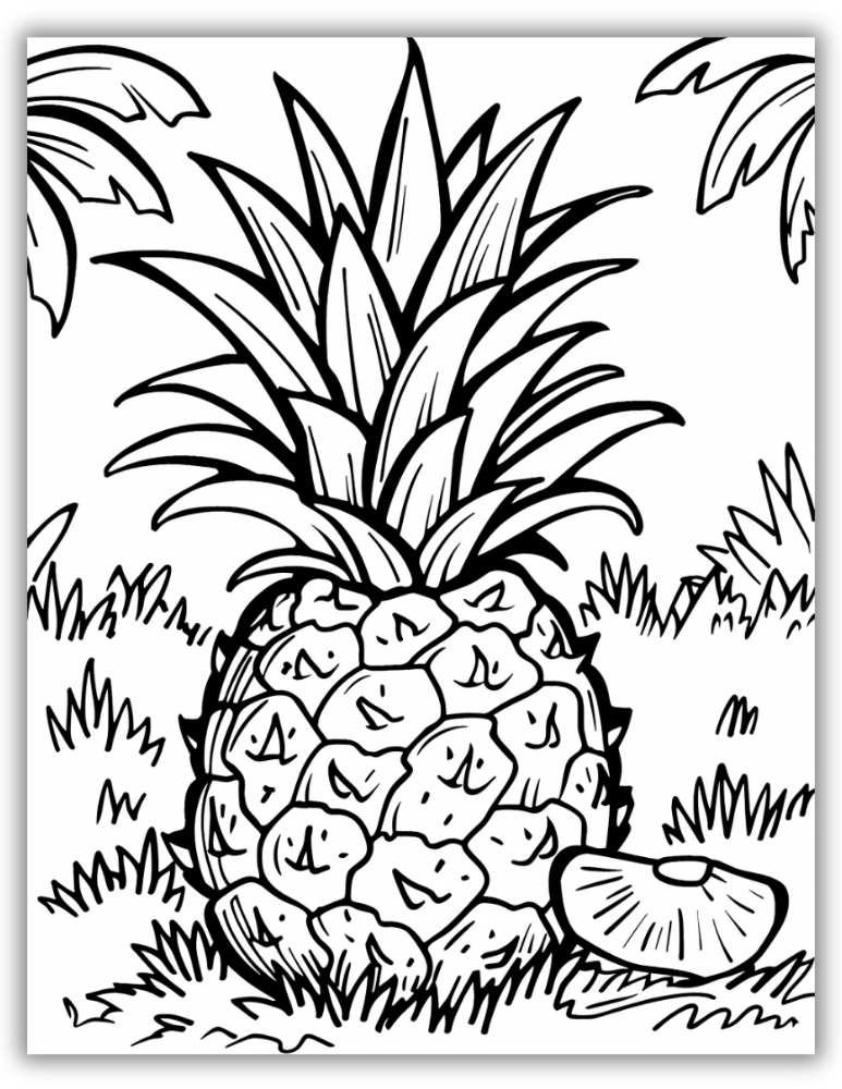 Summer fruit pineapple coloring printable