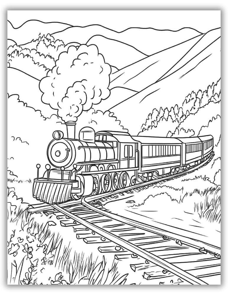 Polar Express train passing through mountains