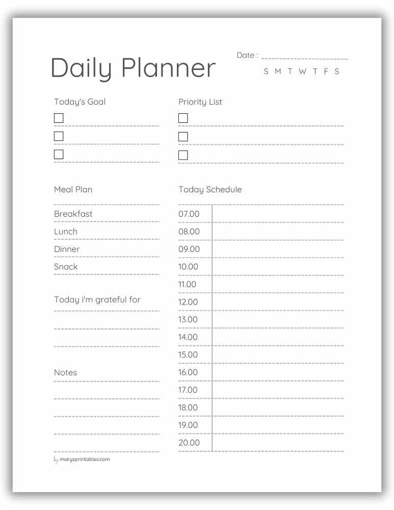 Free printable ADHD daily planner page for focus and flexible daily planning