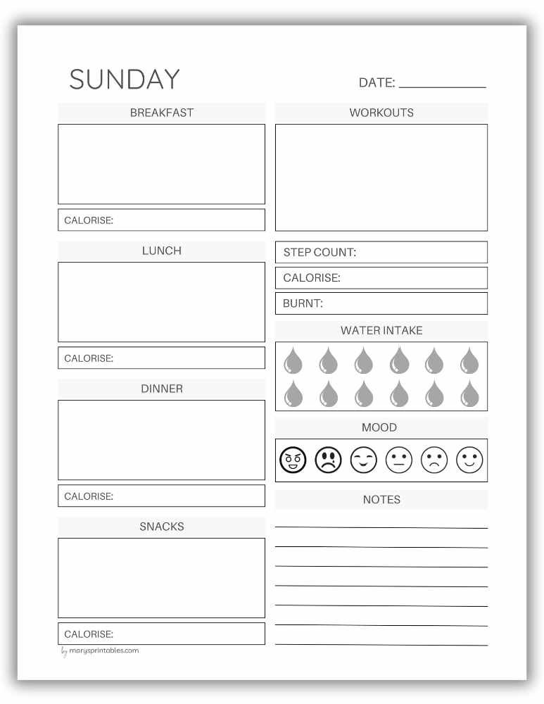 Printable Sunday planner section for weekly reset and planning ahead