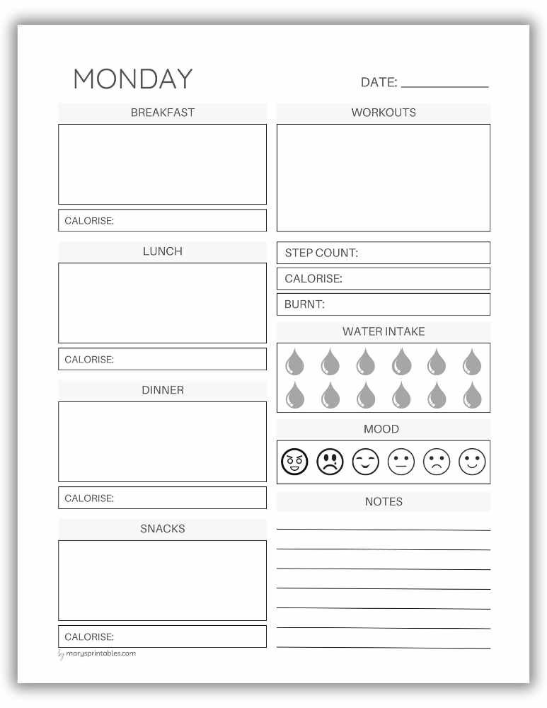 Printable Monday planner section for ADHD-friendly weekly planning
