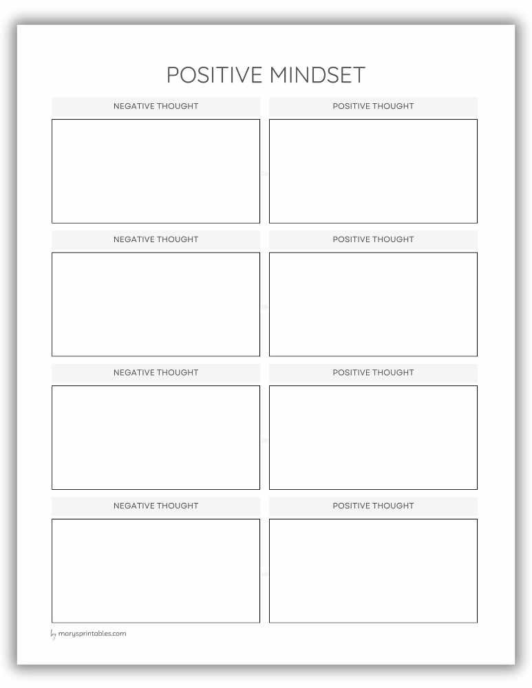 Printable positive mindset journal page for reflection and clarity