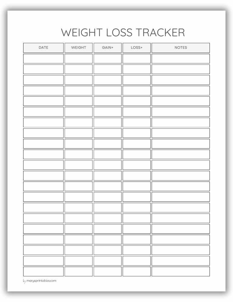 Printable weight loss tracker for progress and goals