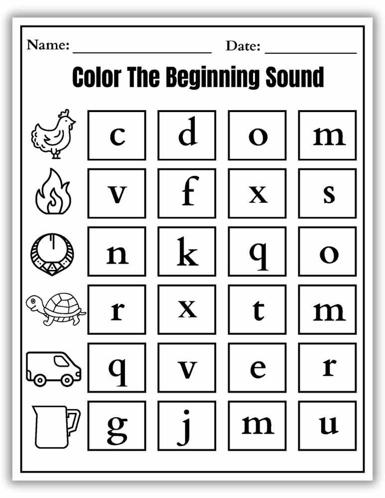 Early phonics worksheet introducing beginning consonant blends through coloring