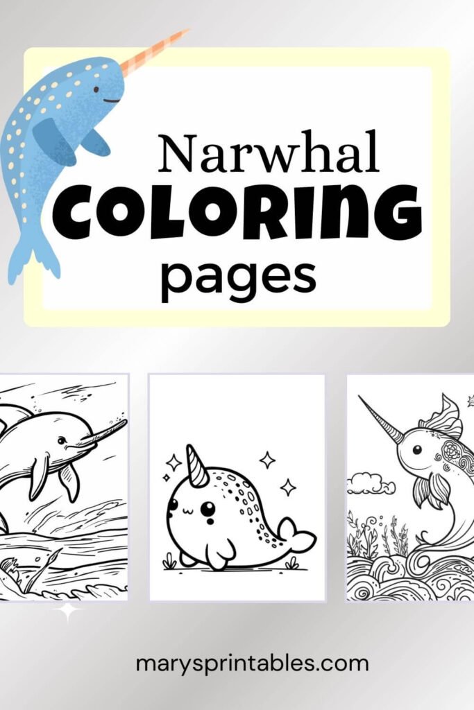 Featured Image of preview of the collection narwhal coloring pages