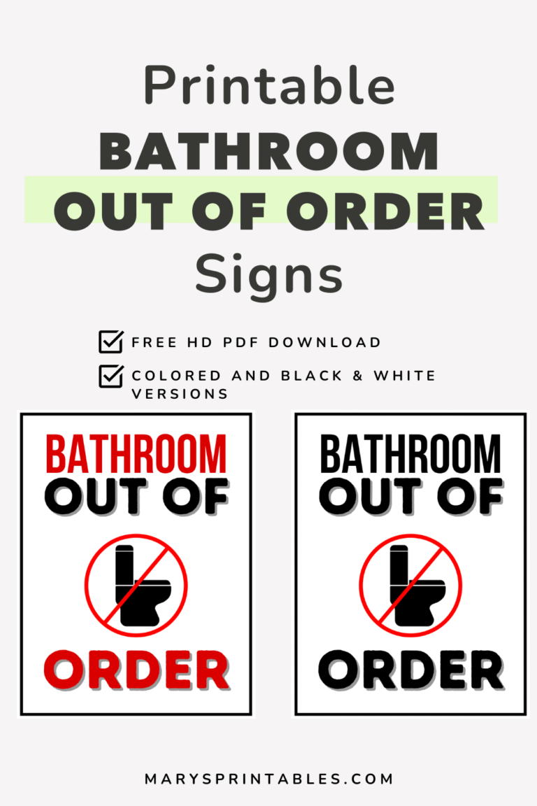 Bathroom Out of Order Sign Printable – Quick and Clear Templates