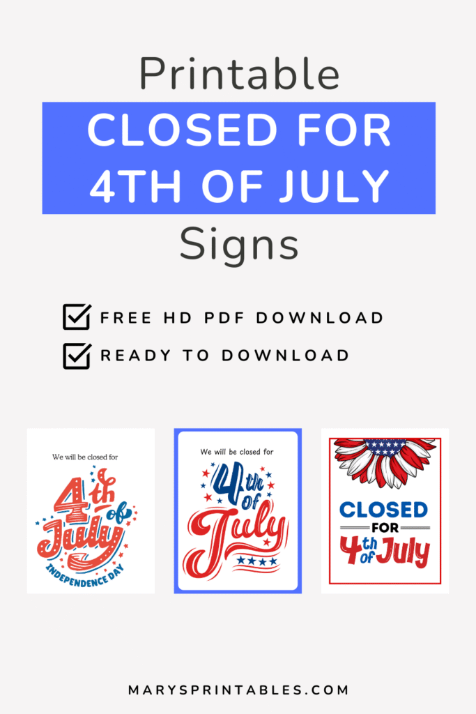 Feature Image of Printable Closed For 4th of July