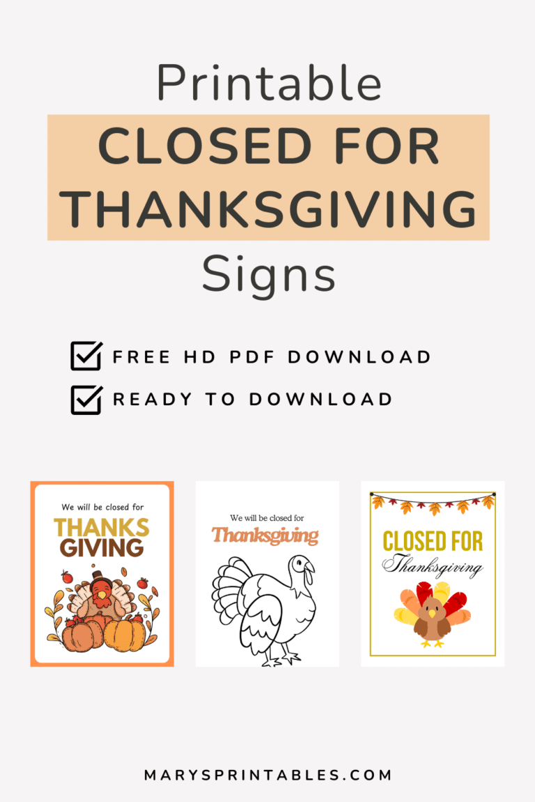 Free Printable Thanksgiving Coloring Pages – Closure Signs You Can Post Instantly
