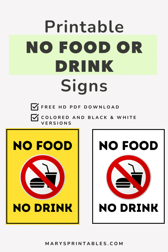 Feature Image of Printable No Food or Drink Signs