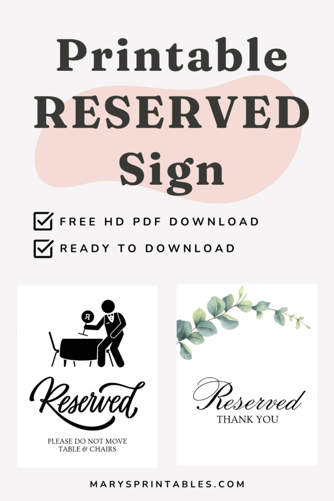 Feature Image of Printable Reserved Sign