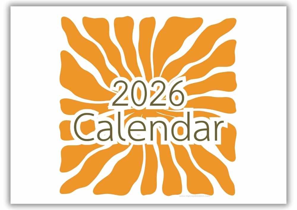 2026 monthly calendar cover featuring a simple abstract pattern in landscape format