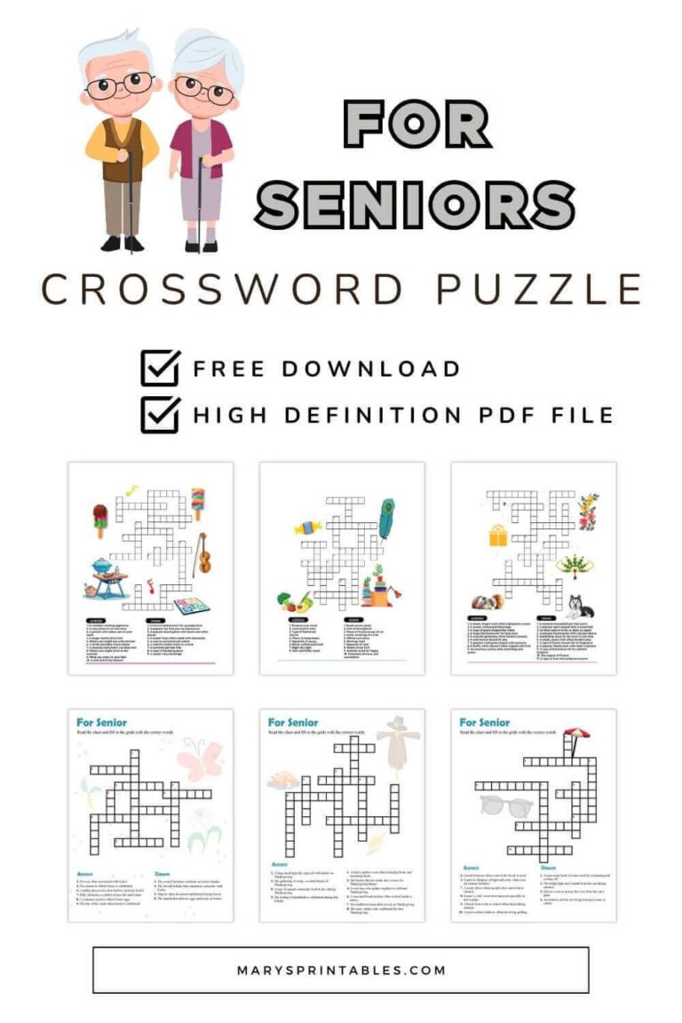Free Printable Crossword Puzzles for Seniors – Keep Your Mind Sharp and Have Fun!