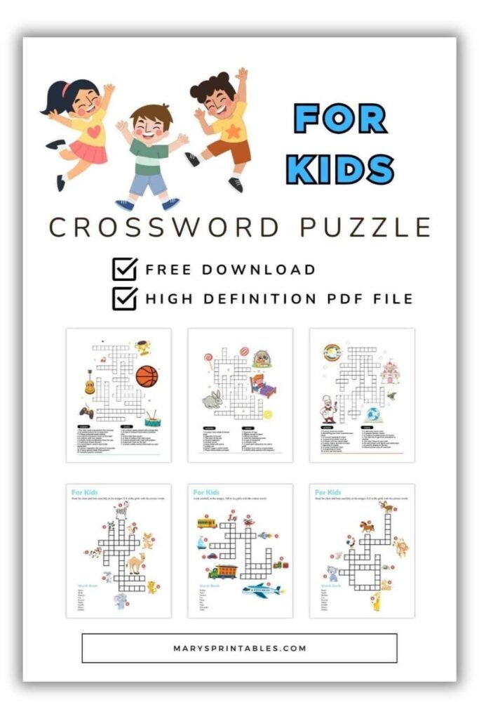 See printable crossword puzzles for kids with age appropriate clues and layouts