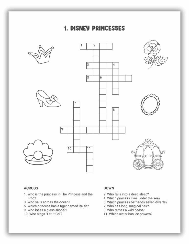 Disney Crossword Puzzles Free PDF Download: Disney Princesses
