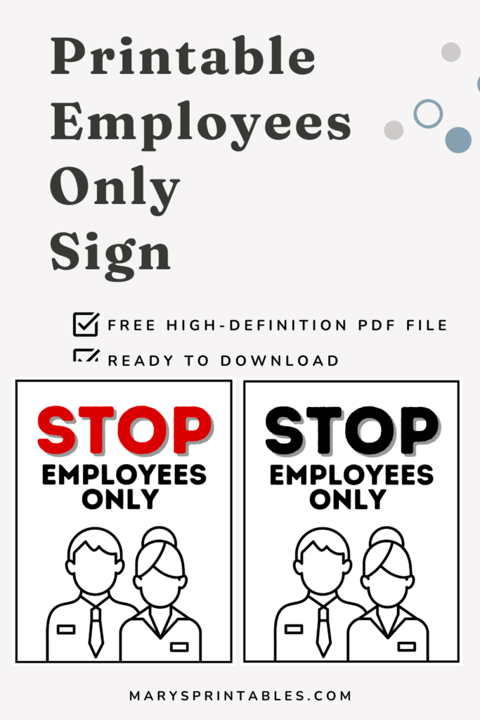 Employees Only Sign Free Printable - Featured Image