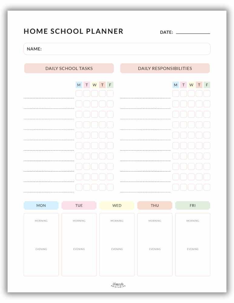 Free printable homeschool planner peach