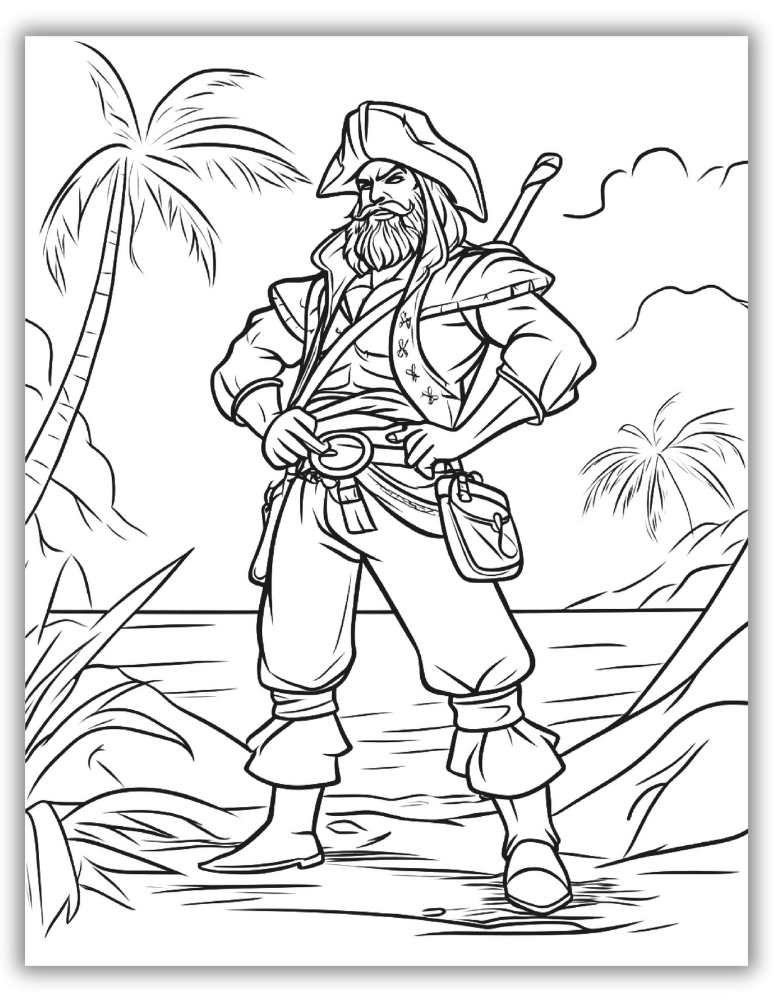 Printable pirate adventure coloring sheet