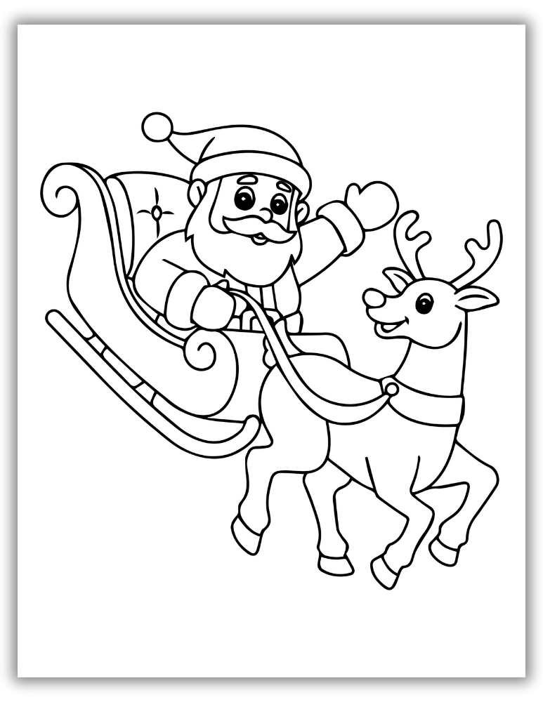 Christmas Printable to Color – Santa in the Sleigh