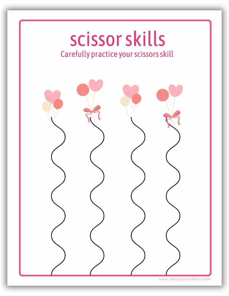 Valentine&rsquo;s Day scissors skills printable worksheet for children