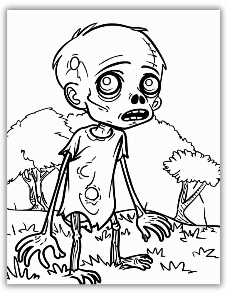 Free slim zombie coloring page