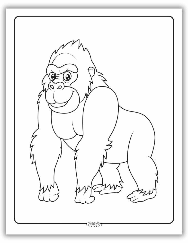 Instant Download of Gorilla Coloring Page