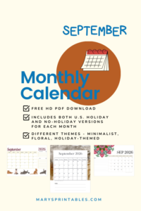Featured Image of September Monthly Calendar 2026
