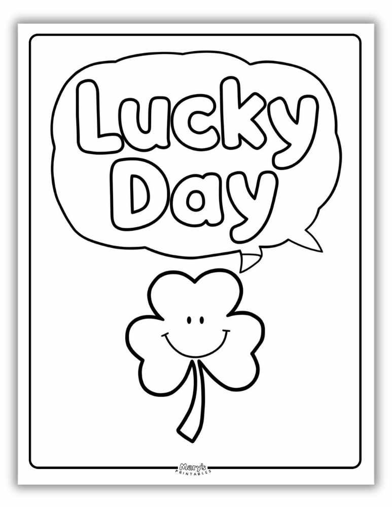Lucky Day shamrock speech bubble St. Patrick’s Day coloring page