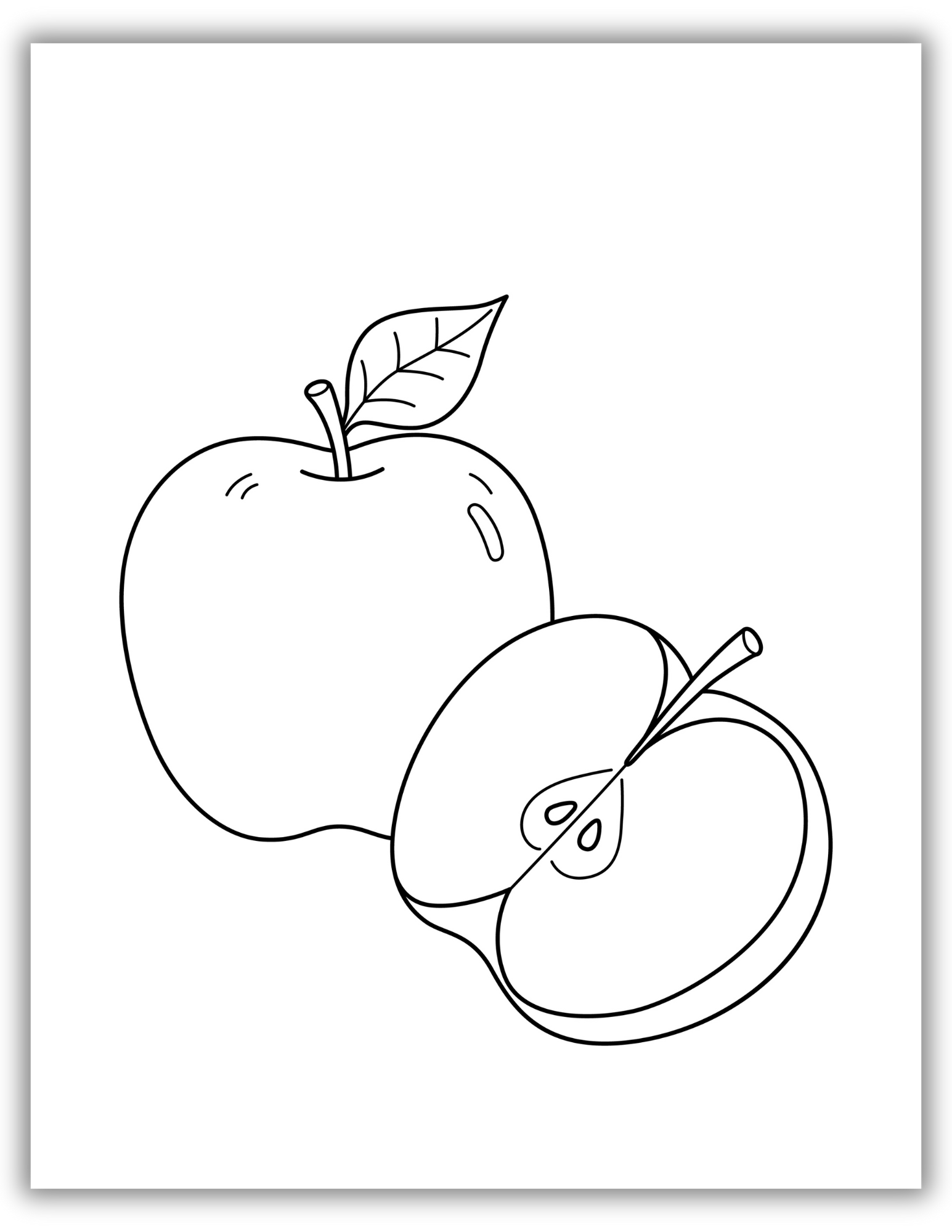 Simple Outline Apple Coloring Page