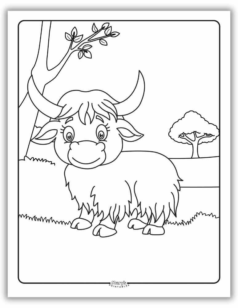 Adorable an Cute Yak Coloring Pages - Free Download