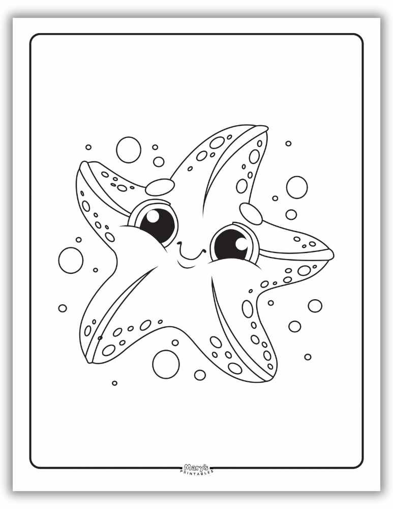 Very Cute Starfish Coloring Pages - Free PDF