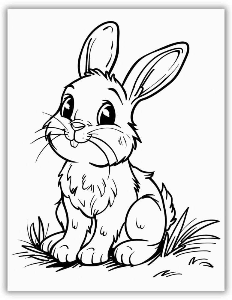 Bunny Rabbit Coloring Page Smiling Eyes