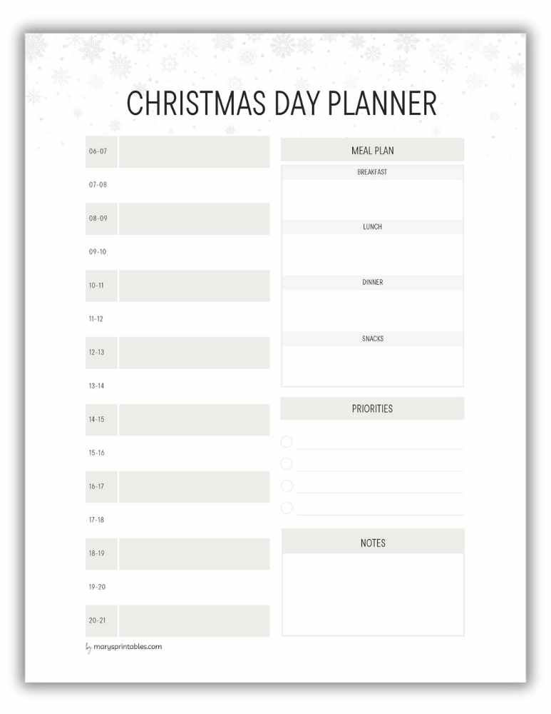 Christmas Day Planner Snow-themed