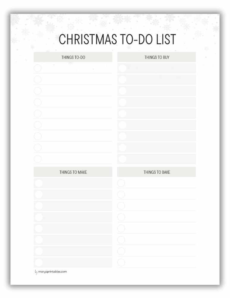 Version 2 Snow-themed Christmas to-do list printable with frosty minimalist design for easy planning.