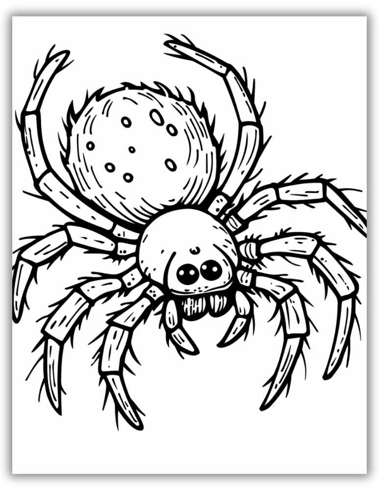 Cute and Spooky Hairy Spider Coloring Printables