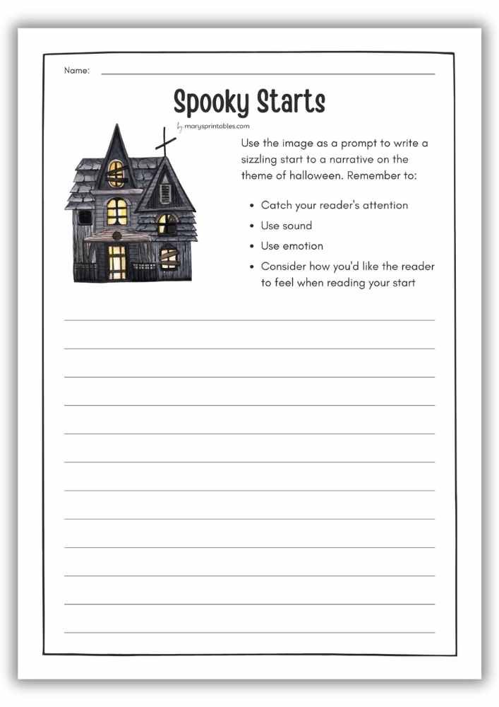 Spooky Starts - Halloween Witing Worksheet