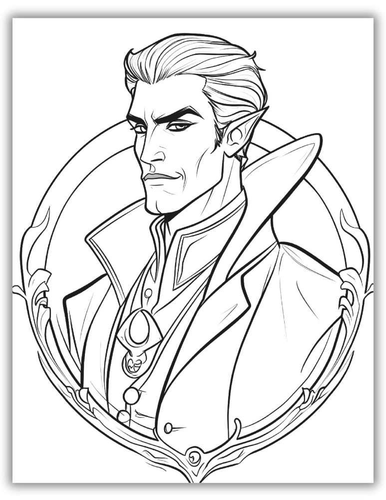 Halloween young handsome vampire coloring sheet"