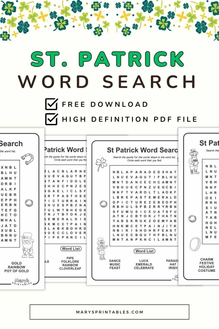 Free Printable St. Patrick’s Day Word Search Pages: Get the Free Download for Kids