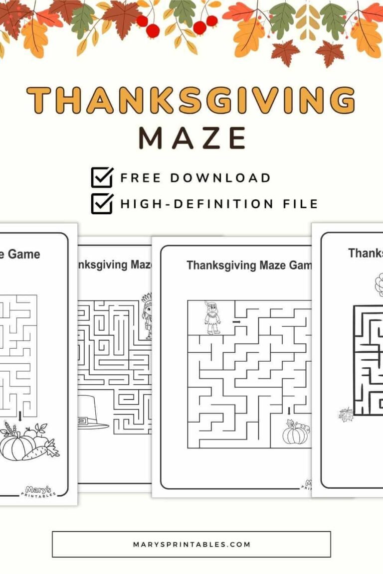 Free Thanksgiving Printable Mazes – Fun and Cute Mazes for Kids