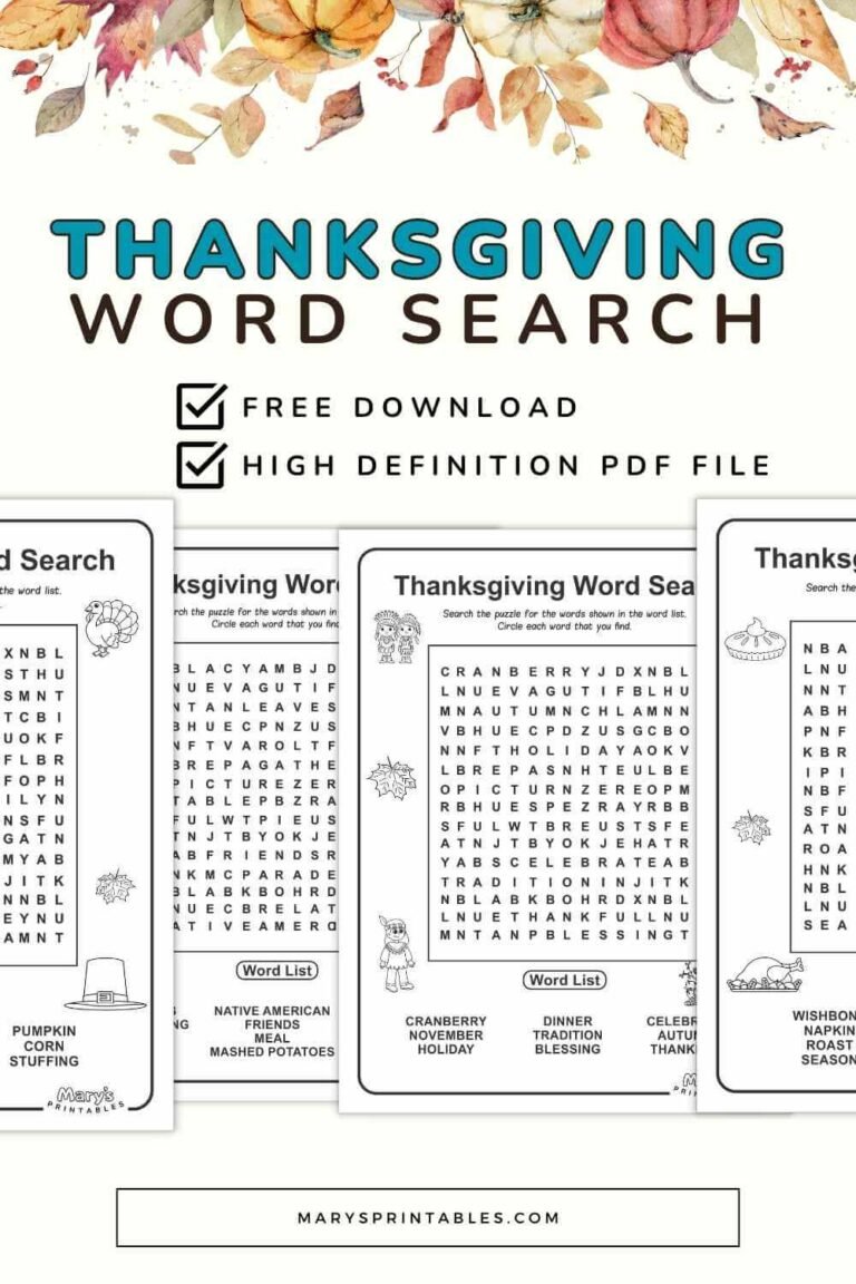 Free Printable Thanksgiving Word Search – A Fun and Free PDF to Celebrate Fall