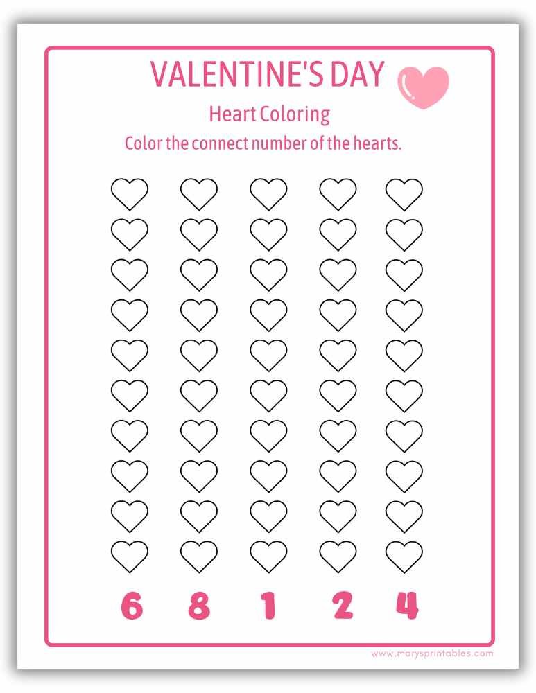 Valentine&rsquo;s Day heart coloring worksheet printable for kids