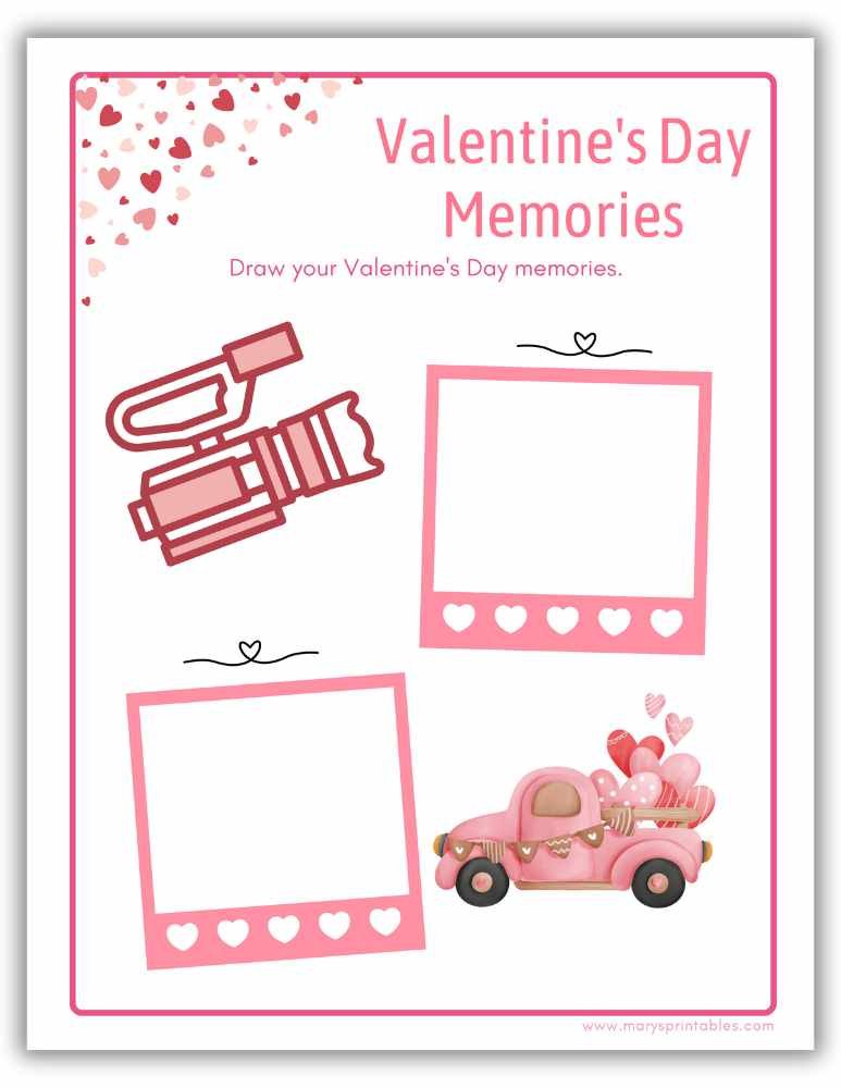 Valentine's Day Memories - Draw your Valentine's Day memories - printable valentines day activities